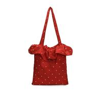 HVRFJXI Toted Bag Borsa a tracolla alla moda in chiffon con volant Hoboes Borsa semplice Borsa a tracolla Borsa casual per lavoro Incontri College Borsa alla moda, Rosso, One Size