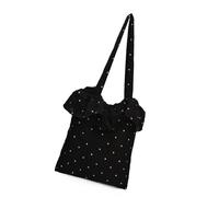 HVRFJXI Toted Bag Borsa a tracolla alla moda in chiffon con volant Hoboes Borsa semplice Borsa a tracolla Borsa casual per lavoro Incontri College Borsa alla moda, Nero , One Size