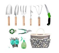 HVSYVVSRL Kit da Giardino Completo 11 Pezzi, Utensili Manuali in Acciaio Inossidabile con Pala, Forca, Piantatrice di Erbacce E Cura del Terreno Versatile Facile da Usare