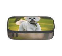 HVTTIOR Bichon Frise Dog on the grass Print Essential - Astuccio grande capiente, 21 x 5 x 9 cm, borsa funzionale da donna