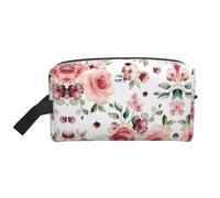 HVTTIOR Blossoming Rose Flowers Print Toiletries Makeup and Daily Essentials Borsa da viaggio grande capacità con cerniera, bianco, taglia unica