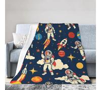 HVTTIOR Coperta di flanella accogliente con stampa razzo nello spazio, traspirante, accogliente, per tutte le stagioni, per letto, divano, campeggio