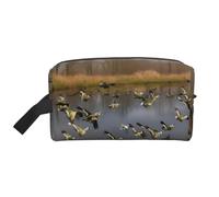HVTTIOR Hunting Flying Wild Ducks Print Toiletries Makeup and Daily Essentials Borsa da viaggio grande capacità con cerniera, bianco, taglia unica