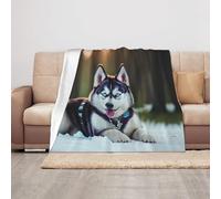 HVTTIOR Husky Dog Print Versatile 50 X40 in Camping Throw Blanket Cozy Warm Lightweight Blanket for Sofa