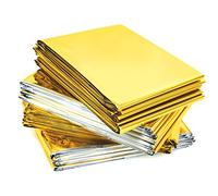 HW CASA 100 Pezzi Coperta Isotermica, Emergenza Oro Argento,Coperta Termica di Pronto Soccorso Impermeabile per Salvataggio Protegge da Freddo, Pioggia, Calore e Vento per Kit di Sopravvivenza