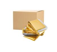 HW CASA 200 Pezzi Coperta Termica Emergenza,Materiale PET Resistente allo Strappo Coperta Termica,Impermeabile Coperta,Riflettente,210 × 160 CM,Oro Argento,Confezionata Singolarmente