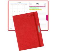 HW CASA Agenda 2025 Giornaliera A5 Copertina Rigida 200 Pagine Un Giorno per Pagina Planner con Divisori Colorati Mensili Portapenne Segnalibro a Nastro Carta Spessa Taccuino