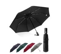 HW CASA Ombrello Pieghevole Antivento,Apertura Chiusura Automatico,105 CM Ombrello Grande con 8 Nervature in Lega di Fibra di Vetro,Compatto e Portatile Ombrello Automatico,Ombrello Uomo e Donna,Nero