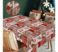HW CASA Tovaglia Natalizia 140×240CM Rettangolare,Decorazione di Natale e Capodanno Festa Vacanza,Stampa ad Alta Definizione,In Omaggio 4pz di Pinze Ferma Tovaglia (Fiocco Marrone)