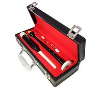 HW Scottish Highland Bagpipes Practice chanter palissandro avorio importi con coperchio scatola, Black White