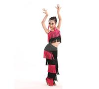 HWBZSZY 2 Pezzi Bambini Fringe Dress Senza Maniche Canotta Top Pantaloni Nappe Abiti da Ballo per Sala da Ballo Tango Cha Cha Salsa Samba Ragazze Prestazioni Pratica Costume,G,170cm