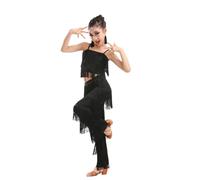 HWBZSZY 2 Pezzi Bambini Fringe Dress Senza Maniche Canotta Top Pantaloni Nappe Abiti da Ballo per Sala da Ballo Tango Cha Cha Salsa Samba Ragazze Prestazioni Pratica Costume,D,170cm