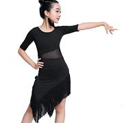 HWBZSZY Bambini Abito da Ballo Latino 2022 Swing Dancewear Branding Tango Salsa Ballroom Bambini Abiti per Bambini per Le Ragazze Costumi di Concorrenza,Nero,160cm