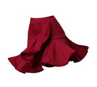 HWBZSZY Bambino Latino Sala da Ballo Danza Gonna Samba ChaCha Pieghe Dancewear Big Swing Lotus Leaf Shape Rave Party Costume Danza Performance Pratica Gonna Corta,Rosso,150