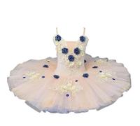 HWBZSZY Ginnastica in Cotone Body Ballet Dress per Kid Girls Paillettes Danza Tutu Tulle Gonna Ricamo Fiori Ballerina Costume Professionale Competizione Dancewear,Giallo,100cm