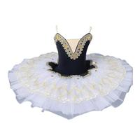 HWBZSZY Ginnastica in Cotone Body Ballet Dress per Kid Girls Paillettes Danza Tutu Tulle Gonna Ricamo Fiori Ballerina Costume Professionale Competizione Dancewear,Nero,100cm