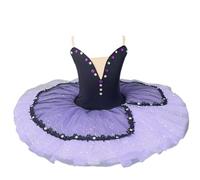 HWBZSZY Ginnastica in Cotone Body Ballet Dress per Kid Girls Paillettes Danza Tutu Tulle Gonna Ricamo Fiori Ballerina Costume Professionale Competizione Dancewear,Viola,130cm