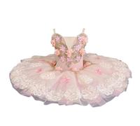 HWBZSZY Nuovo Balletto Body Ricamo Floreale tutù Abito da Ballo per Le Ragazze Senza Maniche Ballerina Costume Bambini Dancewear Ginnastica Pattinaggio Prestazioni Pratica Gonna,Rosa,100cm
