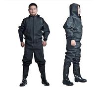 HWBZSZY Pantaloni Pesca Trampolieri A Corpo Intero Con Cappuccio Impermeabile, Stivali Trampolieri Esterni Pantaloni Pesca Stivali Gomma Antiscivolo PVC/Nylon Pantaloni Laghetto Per Uomo,Nero,44 EU