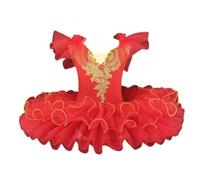 HWBZSZY Professionale Balletto Tutù Vestito Bambini Colorato Lago dei Cigni Ballerina Partito Danza Costume Lucido Paillettes Ginnastica Danza Body Sala da ballo Dancewear per le ragazze,Rosso,110cm