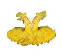 HWBZSZY Professionale Balletto Tutù Vestito Bambini Colorato Lago dei Cigni Ballerina Partito Danza Costume Lucido Paillettes Ginnastica Danza Body Sala da ballo Dancewear per le ragazze,Giallo,170cm