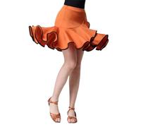 HWBZSZY Ragazze A Vita Alta Danza Latina Gonna Un Pezzo Irregolare Plissettato Danza Pratica Abbigliamento Competizione Performance Costume per Sala da Ballo Tango Swing Rumba ChaCha,Arancia,160cm