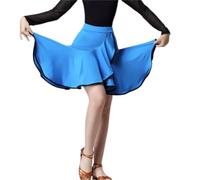 HWBZSZY Ragazze A Vita Alta Danza Latina Gonna Un Pezzo Irregolare Plissettato Danza Pratica Abbigliamento Competizione Performance Costume per Sala da Ballo Tango Swing Rumba ChaCha,Blu,170cm