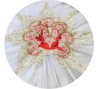 HWBZSZY Ragazze Balletto Vestito Backless Ricamo Floreale One-Piece Danza Body con tutù Tulle Gonna Bambini Ginnastica Dancewear Ballerina Pratica Performance Costume,Rosso,130