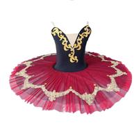 HWBZSZY Ragazze Fiori Ricamo Balletto Danza Vestito Strass Decorare Principessa Cigno Ballerina Dancewear Ginnastica Body tutù Lucido Increspatura Tulle Gonna,Red 1,110cm