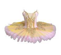 HWBZSZY Stampa Body Ballet con Gonna tutù per Ragazze Danza Ginnastica Pattinaggio Canotta Scintillante Strass Bambini Swan Dancewear Ballerina Performance Costume,Giallo,140cm