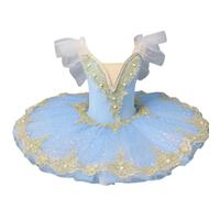HWBZSZY Stampa Body Ballet con Gonna tutù per Ragazze Danza Ginnastica Pattinaggio Canotta Scintillante Strass Bambini Swan Dancewear Ballerina Performance Costume,Blu,100cm