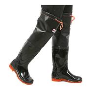 HWBZSZY Stivali da Pioggia Alti in PVC Impermeabili al 100% Scarpe da Pesca Antiscivolo Stivali da Fango Traspiranti Ultraleggeri per Trampolieri, Pesca A Mosca, Caccia, Lavori di Letame,Nero,47 EU