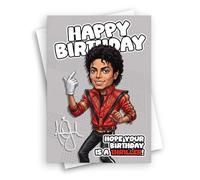 HWC Trading Biglietto di auguri di compleanno con Michael Jackson, il re | Interno bianco per il tuo messaggio, busta abbinata, stampata nel Regno Unito, regalo per lui o per lei