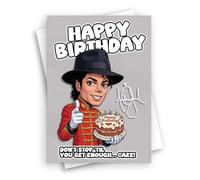 HWC Trading Biglietto di auguri di compleanno con Michael Jackson, il re | Interno bianco per il tuo messaggio, busta abbinata, stampata nel Regno Unito, regalo per lui o per lei