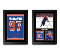HWC Trading Connor McDavid Collection x2 Autografo Stampe Incorniciate A4 | Riproduzioni Stampate di Autografi, Cornice Nera Realizzata nel Nostro Laboratorio nel Regno Unito, Da Appoggio o da Parete
