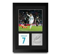 HWC Trading Cristiano Ronaldo Real Madrid Regali Stampati Autografo Firmato Foto Per Gli Appassionati Di Calcio E Sostenitori - A4 Ritratto Incorniciato