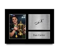 HWC Trading Dan Carter - Stampa con autografo formato A4, motivo: bandiera della Nuova Zelanda Rugby