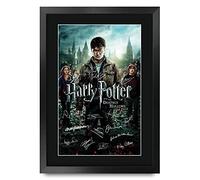 HWC Trading Deathly Hallows Parte 2 The Cast Daniel Radcliffe Emma Watson Rupert Grint, poster autografato autografo per fan del film Memorabilia - A3 incorniciato