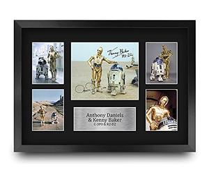 HWC Trading FR A3 Anthony Daniels & Kenny Baker Star Wars R2D2 & C3PO Regali Stampati Autografo Firmato Presentazione Display Per Gli Appassionati Di Memorabilia Di Film - A3 Incorniciato