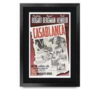 HWC Trading FR A3 Casablanca Humphrey Bogart, Ingrid Bergman Regali Stampato Poster Firmato Autografo Immagine Per Film Memorabilia Tifosi - A3 Framed
