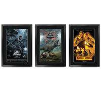 HWC Trading FR A3 Jurassic World x 3 Regali Stampato Poster Firmato Autografo Immagine Per Film Memorabilia Tifosi - A3 Framed