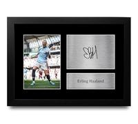 HWC Trading FR A4 Erling Haaland Manchester City Regali Stampati Autografo Firmato Foto Per Gli Appassionati Di Calcio E Sostenitori - A4 Framed
