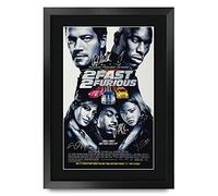 HWC Trading FR, Stampa della locandina di 2 Fast 2 Furious autografata da Paul Walker, formato A3, con cornice, idea regalo per collezionisti di cimeli cinematografici (versione inglese)