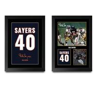 HWC Trading Gale Sayers Collection x2 Autografo Stampe Incorniciate A4 | Riproduzioni Stampate di Autografi, Cornice Nera Realizzata nel Nostro Laboratorio nel Regno Unito, Da Appoggio o da Parete