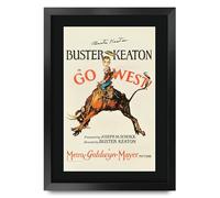 HWC Trading Go West (1925) Buster Keaton Regali Stampato Poster Firmato Autografo Immagine Per Film Memorabilia Tifosi - A3 Incorniciato