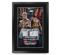 HWC Trading Jake Paul v Anthony Joshua Regali Stampati Autografi Firmati Per I Fan Dei Dimeli Dei Pugili - A3 Incorniciato