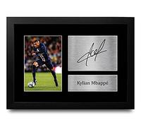 HWC Trading Kylian Mbappe Paris Blue and Reds Regali Stampati Autografo Firmato Foto Per Gli Appassionati Di Calcio E Sostenitori - A4 Incorniciato