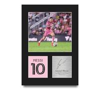 HWC Trading Lionel Messi Inter Miami Regali Stampati Autografo Firmato Foto Per Gli Appassionati Di Calcio E Sostenitori - A4 Ritratto