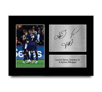 HWC Trading Lionel Messi, Neymar Jr & Kylian Mbappe Paris Blue and Reds Regali Stampati Autografo Firmato Foto Per Gli Appassionati Di Calcio E Sostenitori - A4