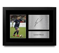 HWC Trading Lionel Messi Paris Blue and Reds Regali Stampati Autografo Firmato Foto Per Gli Appassionati Di Calcio E Sostenitori - A4 Incorniciato